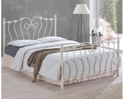 Inova Ivory Ornate Victorian Metal Bed Frame