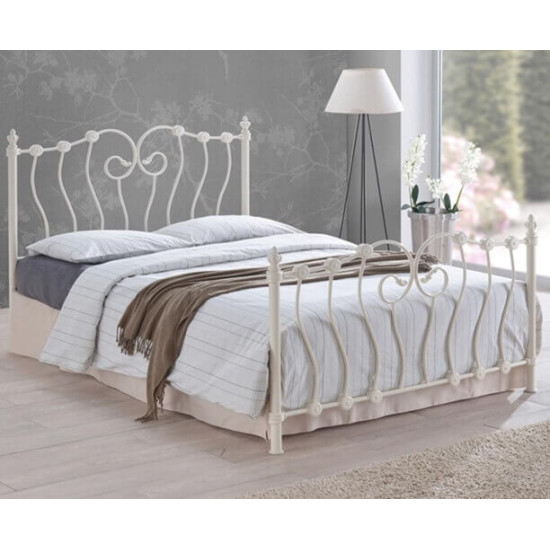 Elegant Ivory Victorian Metal Bed Frame Time Living Inova ornate ivory metal bed frame with scrolled design
