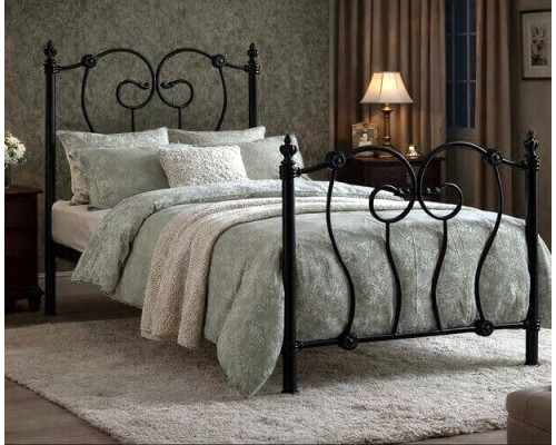 Inova Black Ornate Victorian Metal Bed Frame