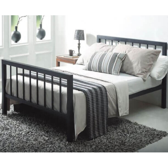 Time Living Metro black modern chunky metal bed frame