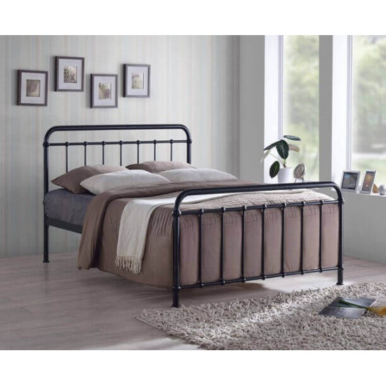 Time Living Miami black classic metal bed frame with curved headboard and footboard