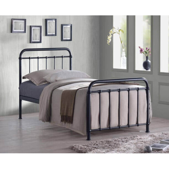 Time Living Miami black classic metal bed frame with curved headboard and footboard