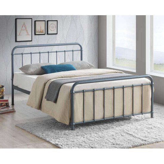 Time Living Miami grey classic metal bed frame with curved headboard and footboard
