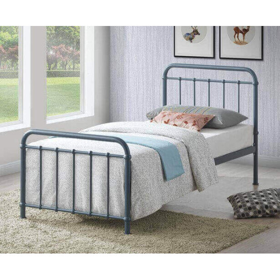 Time Living Miami grey classic metal bed frame with curved headboard and footboard