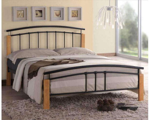 Tetras Beech & Black Metal Bed Frame