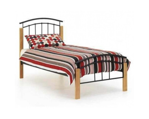 Tetras Single Beech and Black Metal Bed by Time Living