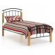 Modern Beech & Black Metal Bed Frame for Stylish Bedrooms Time Living Tetras beech wood and black metal bed frame
