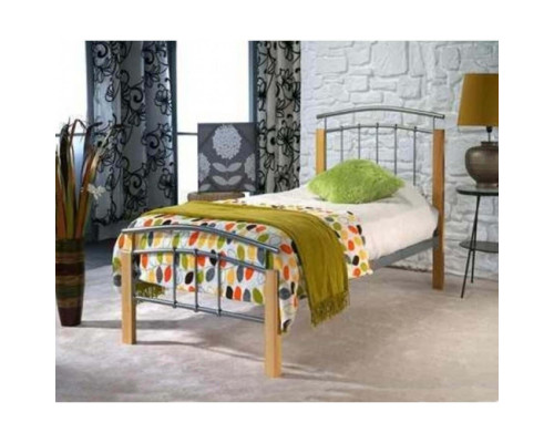 Tetras Single Beech and Silver Metal Bed by Time Living Tetras Single Beech and Silver Metal Bed by Time Living