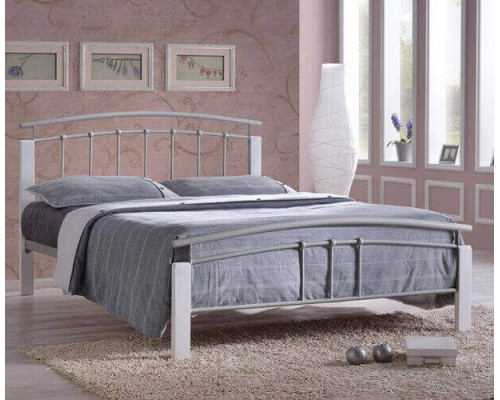 Tetras White Metal Bed Frame with White Posts