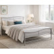 Time Living Waverley silver metal bed frame with curved headboard and matching footboard