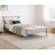Time Living Waverley silver metal bed frame with curved headboard and matching footboard