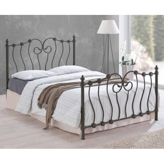 Ornate Black Victorian Metal Bed Frame – Elegant UK Design Time Living Inova ornate black metal bed frame with scrolled design