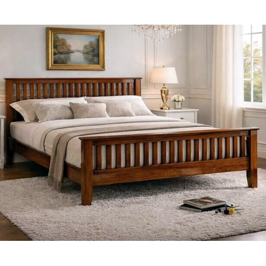 Time Living Turin honey oak shaker wooden bed frame with classic Shaker-style design