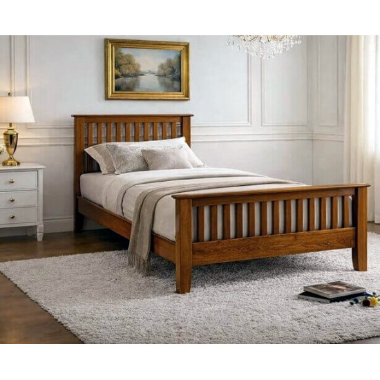 Time Living Turin honey oak shaker wooden bed frame with classic Shaker-style design
