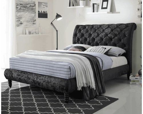 Venice Black Crushed Velvet Bed by Time Living
