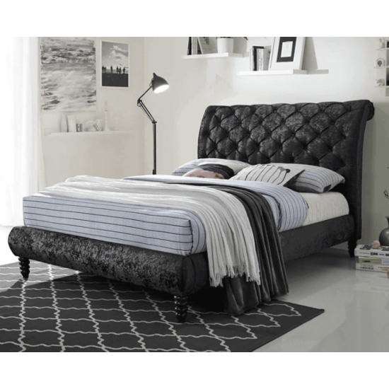 Venice Black Crushed Velvet Bed by Time Living | Fabric and Upholstered Bed Frames (by Bedz4u.co.uk)